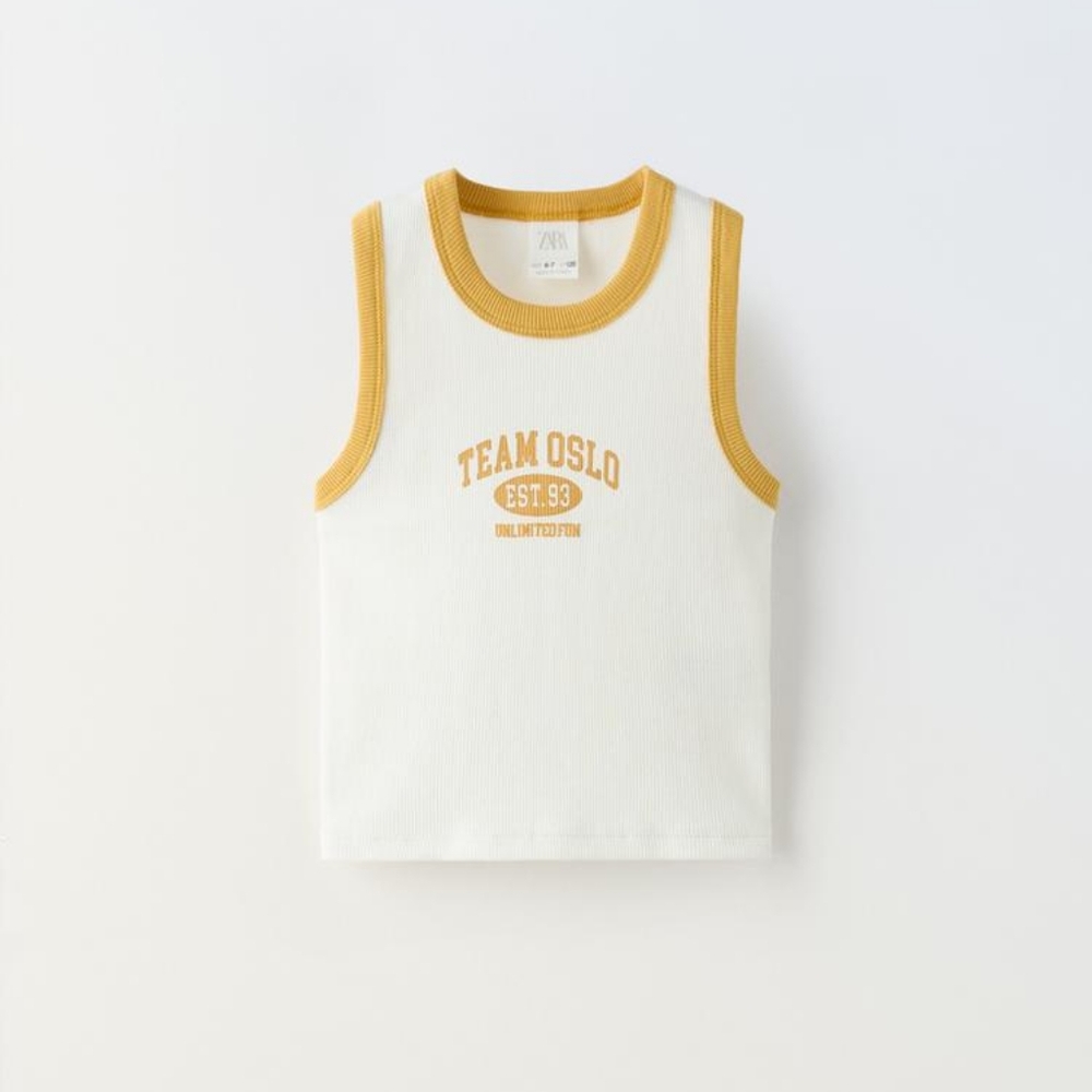 ZARA KIDS CONTRAST TRIM VARSITY TANK TOP